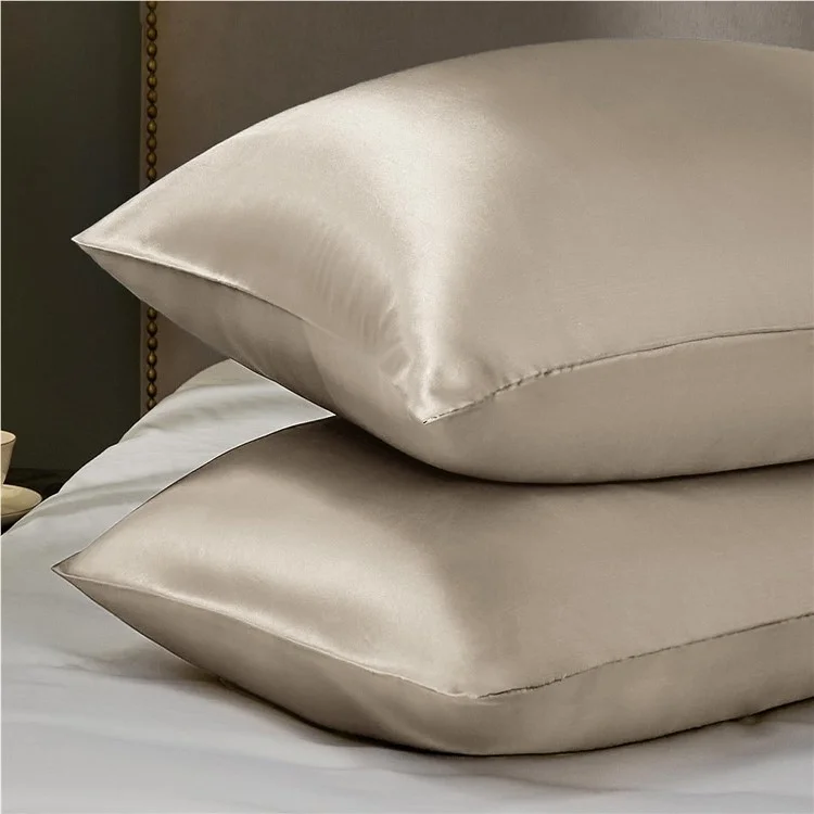 2Pcs 40x40cm Smooth Satin Silk Pillowcase Solid Color Pillow Cover Home Bedding - Silver