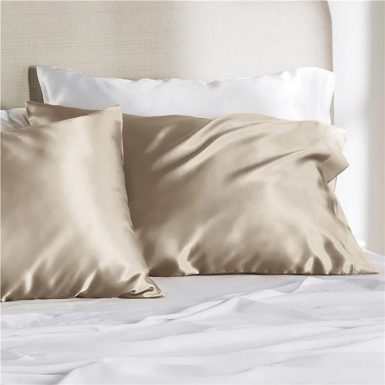 2Pcs 40x40cm Smooth Satin Silk Pillowcase Solid Color Pillow Cover Home Bedding - Silver