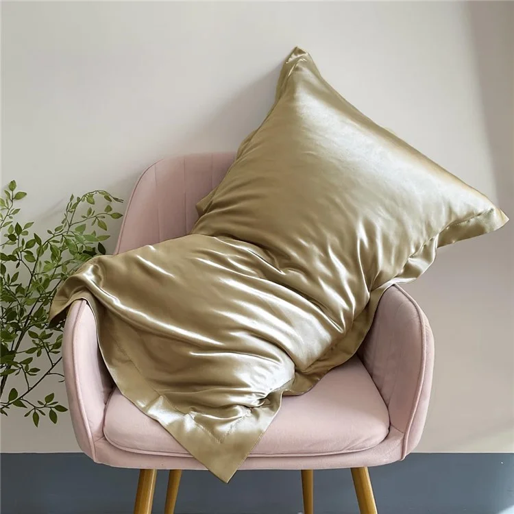 2Pcs 40x40cm Smooth Satin Silk Pillowcase Solid Color Pillow Cover Home Bedding - Silver