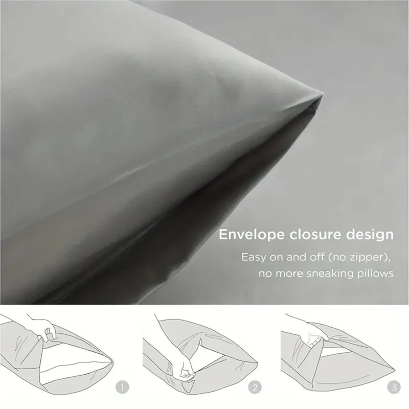 2Pcs 40x40cm Smooth Satin Silk Pillowcase Solid Color Pillow Cover Home Bedding - Taro Purple