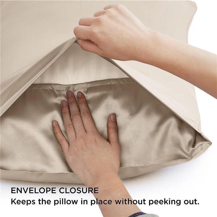 2Pcs 50x60cm Smooth Satin Silk Pillowcase Solid Color Pillow Cover Home Bedding - Silver