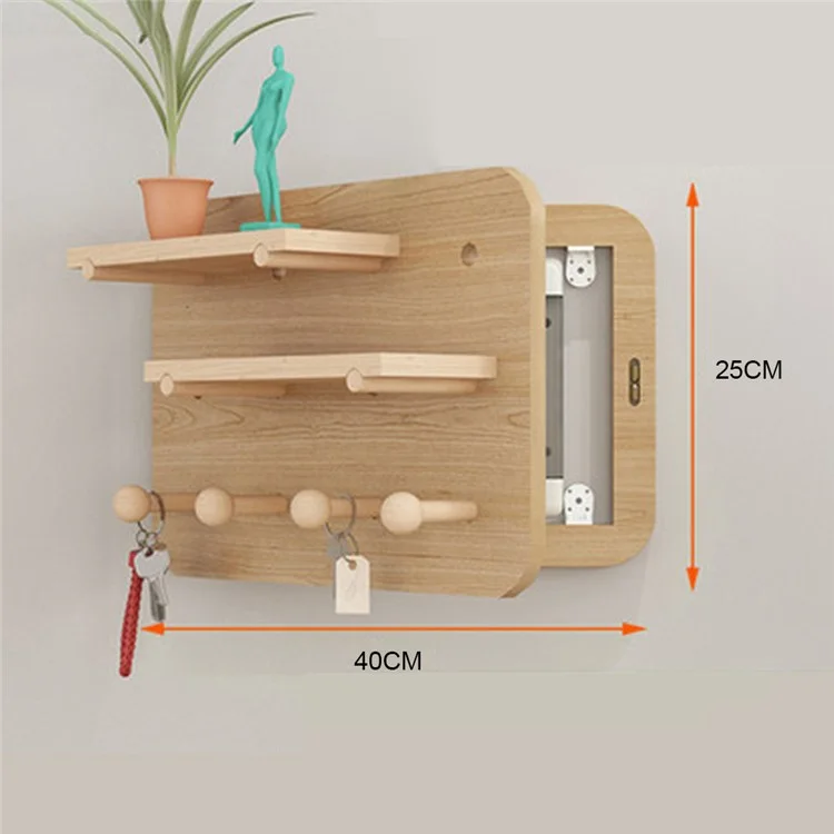 Caja eléctrica decorativa montada en la pared de 40x25cm, estantería de almacenamiento, tablero perforado de madera, caja de medidor ocultador - Color madera
