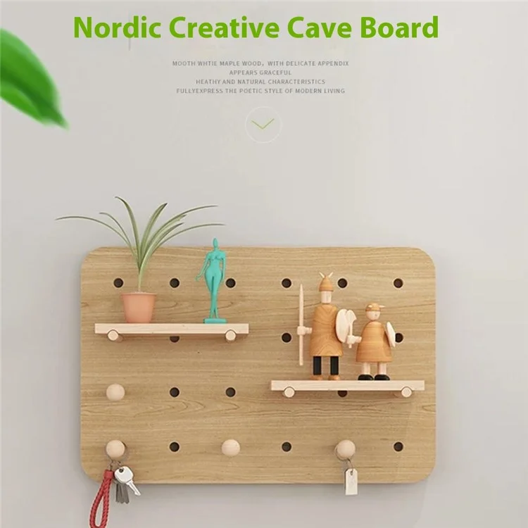 Caja eléctrica decorativa montada en la pared de 40x25cm, estantería de almacenamiento, tablero perforado de madera, caja de medidor ocultador - Color madera