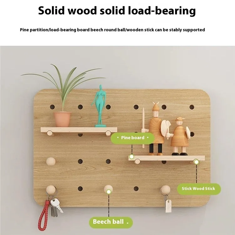 Caja de almacenamiento de 40x30 cm con estante de pared decorativa, caja eléctrica montada en la pared, tablero perforado de madera - Color de madera