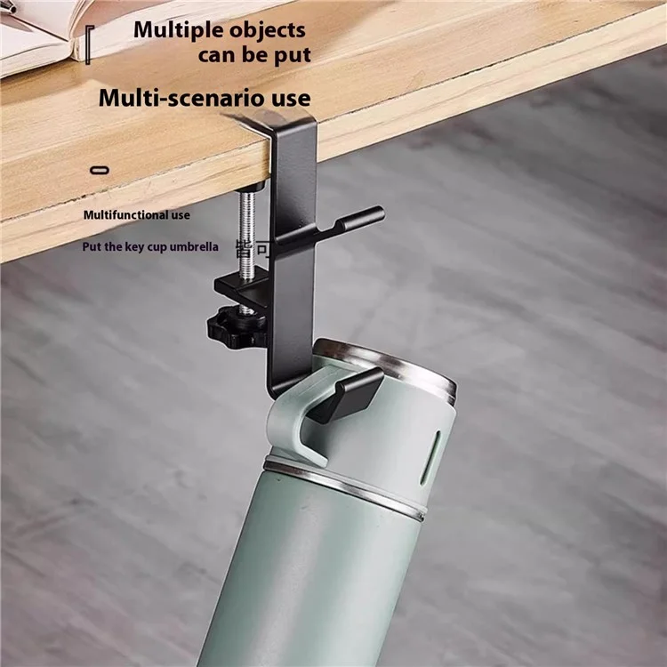 Aluminiumlegierung Schreibtischkantenhaken Rucksack Kopfhörer Tasche Hänger Unter Schreibtisch Aufbewahrungshänger - Schwarz