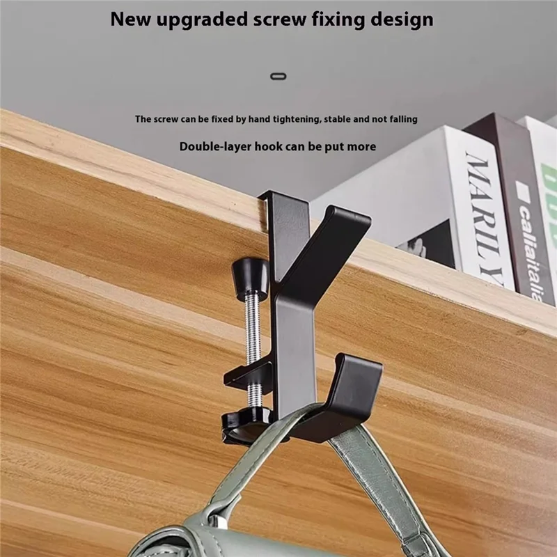 Aluminum Alloy Desk Edge Hook Backpack Headphone Bag Hanger Under Desk Storage Hanger - White