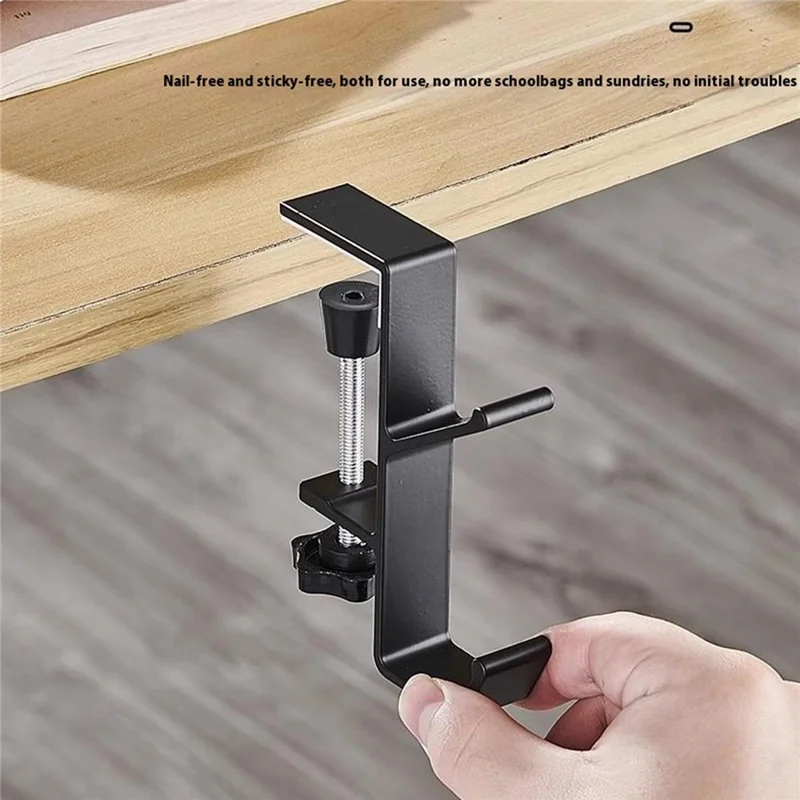 Aluminum Alloy Desk Edge Hook Backpack Headphone Bag Hanger Under Desk Storage Hanger - White