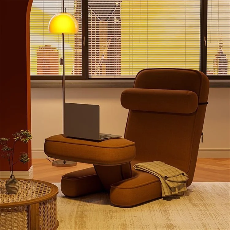 Cadeira de piso ajustável Tatami Sofá para quarto, sala de estar, chaise longue, encosto - Café