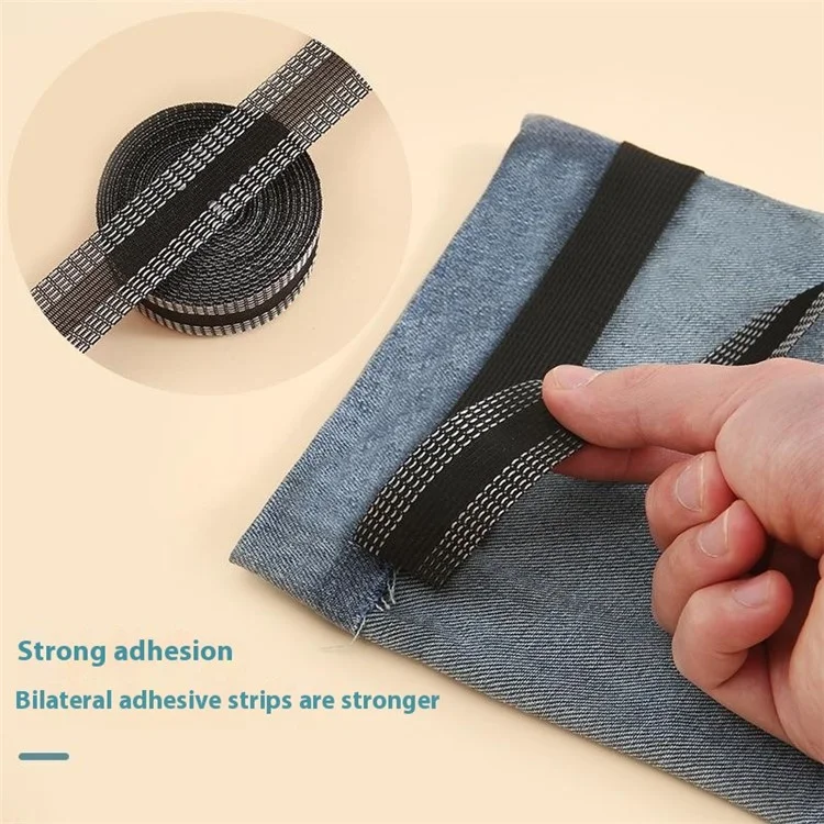 4 Stück 2m selbstklebende Hosen-Edge-Verkürzer-Aufkleber-Patches für Jeans-Hosen-Säumungsband - Schwarz