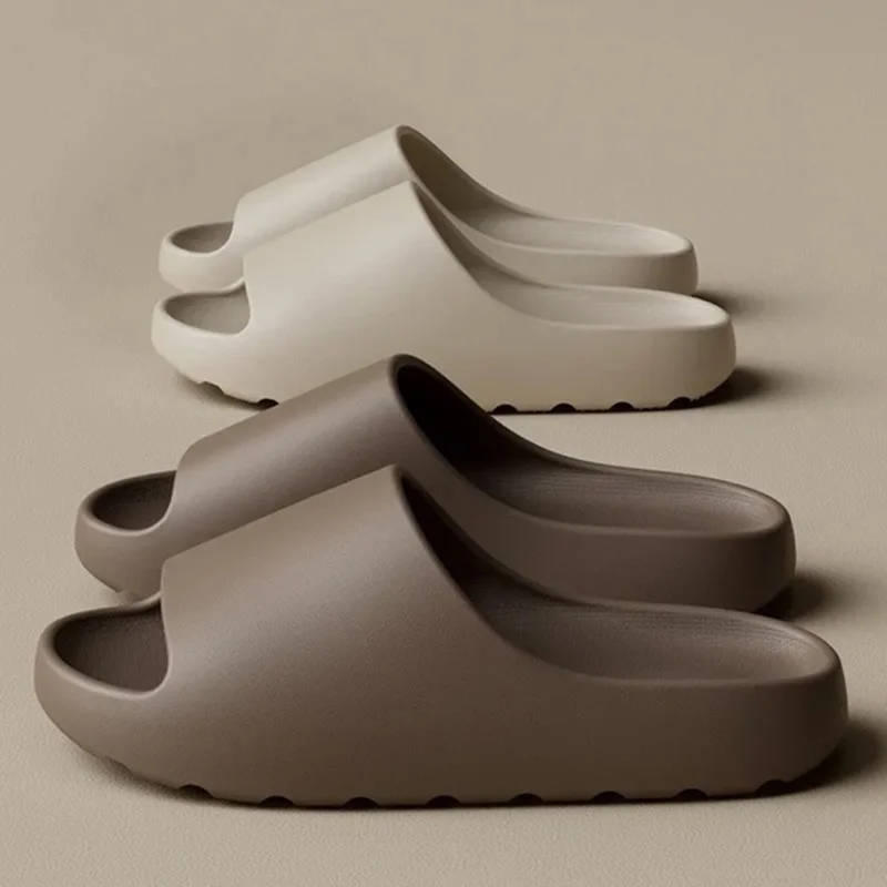 502 3.5cm Thick Sole Slippers Solid Color Non Slip EVA Sliders for Home Outdoor Size 44 - 45 - Beige