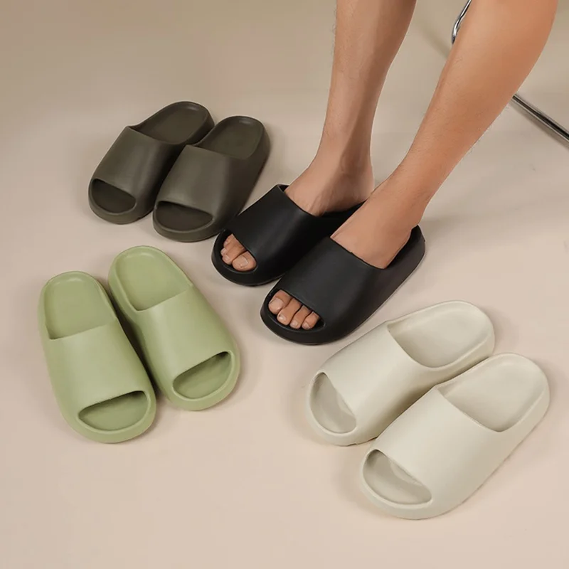 502 3.5cm Thick Sole Slippers Solid Color Non Slip EVA Sliders for Home Outdoor Size 44 - 45 - Beige