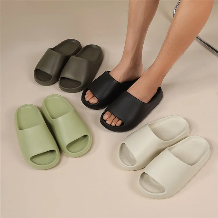 Sandales à semelle épaisse de 3,5 cm, couleur unie, antidérapantes en EVA, pour la maison et l'extérieur, taille 46 - 47 - Noir