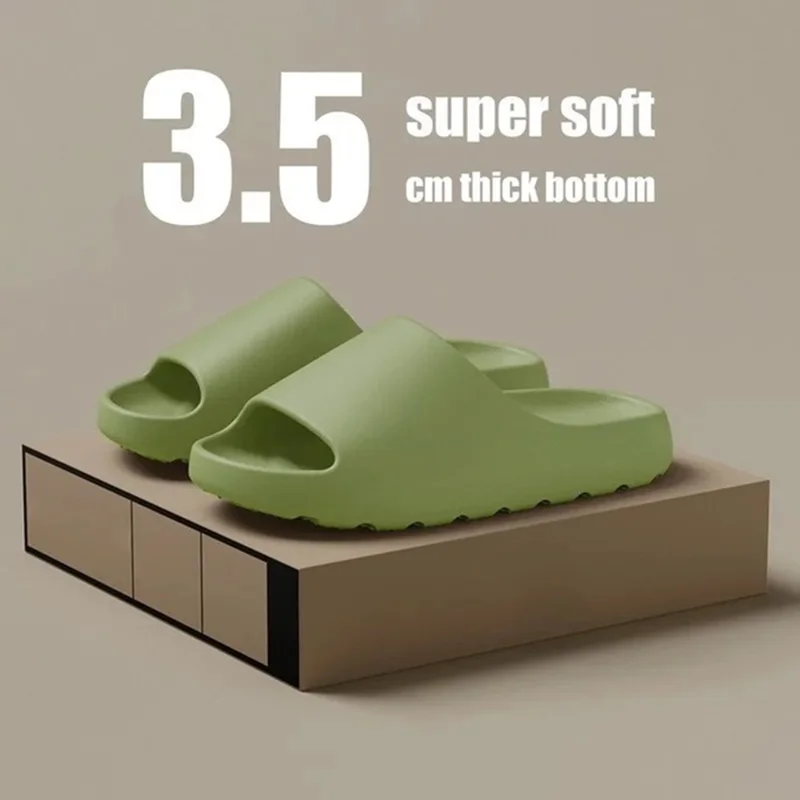 502 3.5cm Thick Sole Slippers Solid Color Non Slip EVA Sliders for Home Outdoor Size 46 - 47 - Green