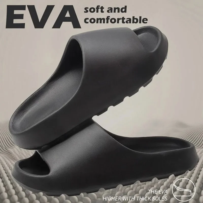 502 3.5cm Thick Sole Slippers Solid Color Non Slip EVA Sliders for Home Outdoor Size 46 - 47 - Green