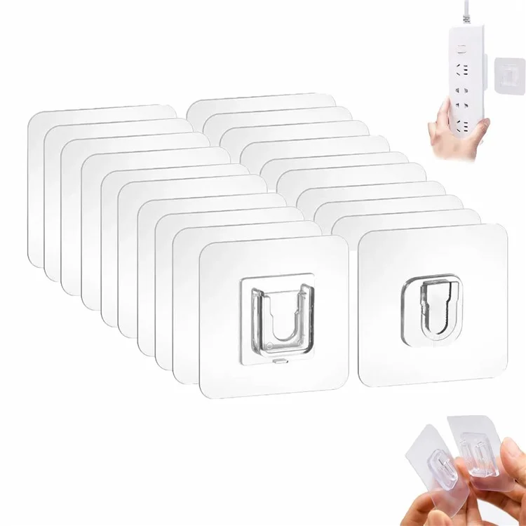 10 Paar selbstklebende Wandhaken, PVC-Spuren-Snap-On-Haken, Stromleistenhänger