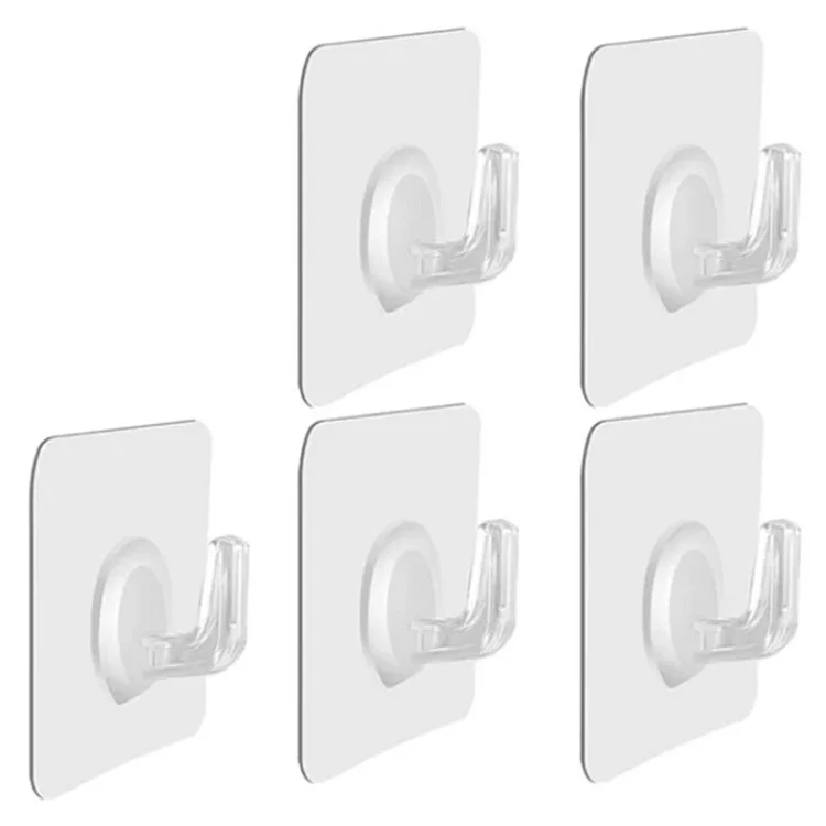 5 Unidades de ganchos adesivos para parede e porta de acrílico para cozinha, banheiro, toalha e chave