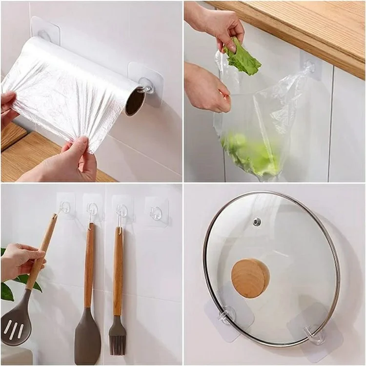 5 Unidades de ganchos adesivos para parede e porta de acrílico para cozinha, banheiro, toalha e chave