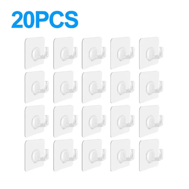 20 ganchos adhesivos de acrílico para pared y puerta, para colgar toallas, llaves, etc. en la cocina y el baño.