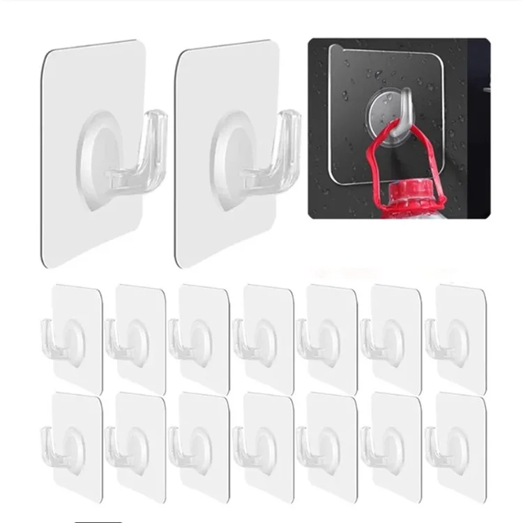 20 ganchos adhesivos de acrílico para pared y puerta, para colgar toallas, llaves, etc. en la cocina y el baño.