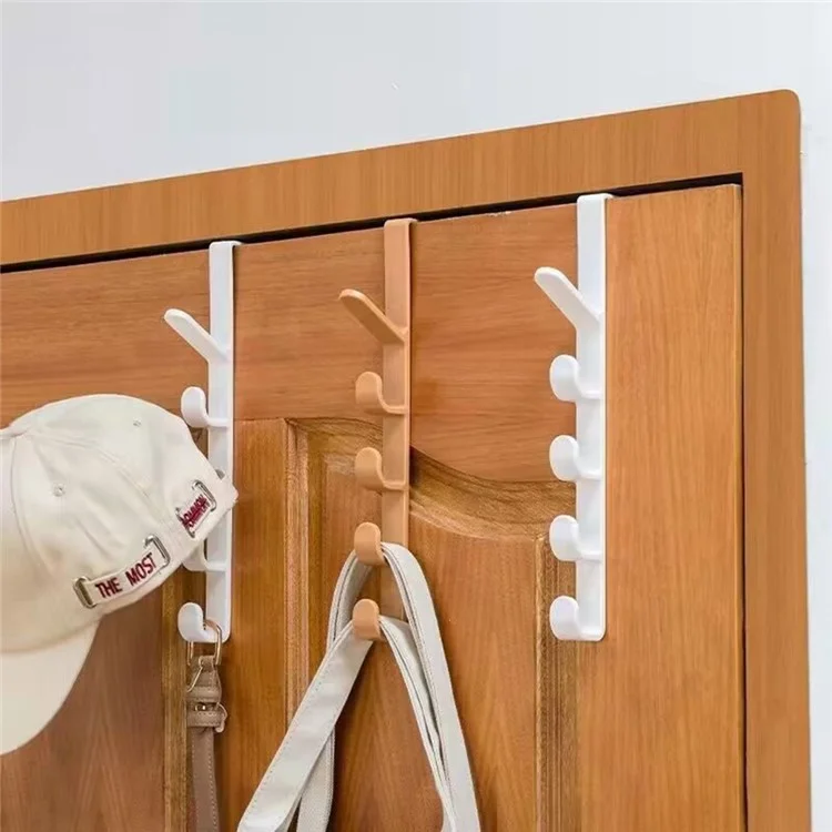 Gancio da 5 ganci per appendere sopra la porta, per armadio, cucina, bagno, portasciugamani in ABS - Nero