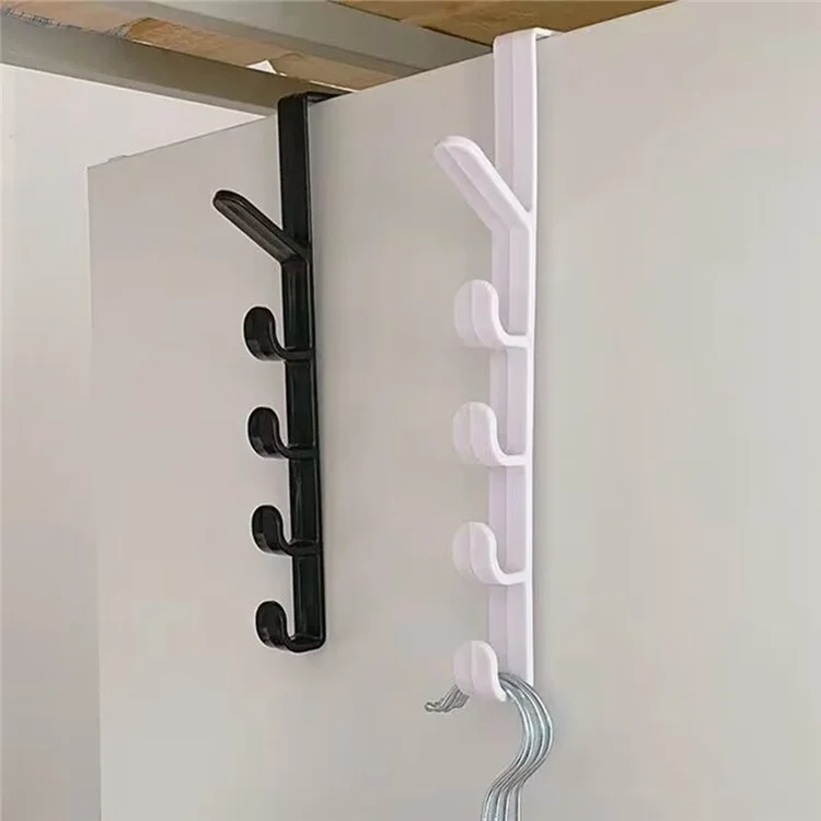 Gancio da 5 ganci per appendere sopra la porta, per armadio, cucina, bagno, portasciugamani in ABS - Nero