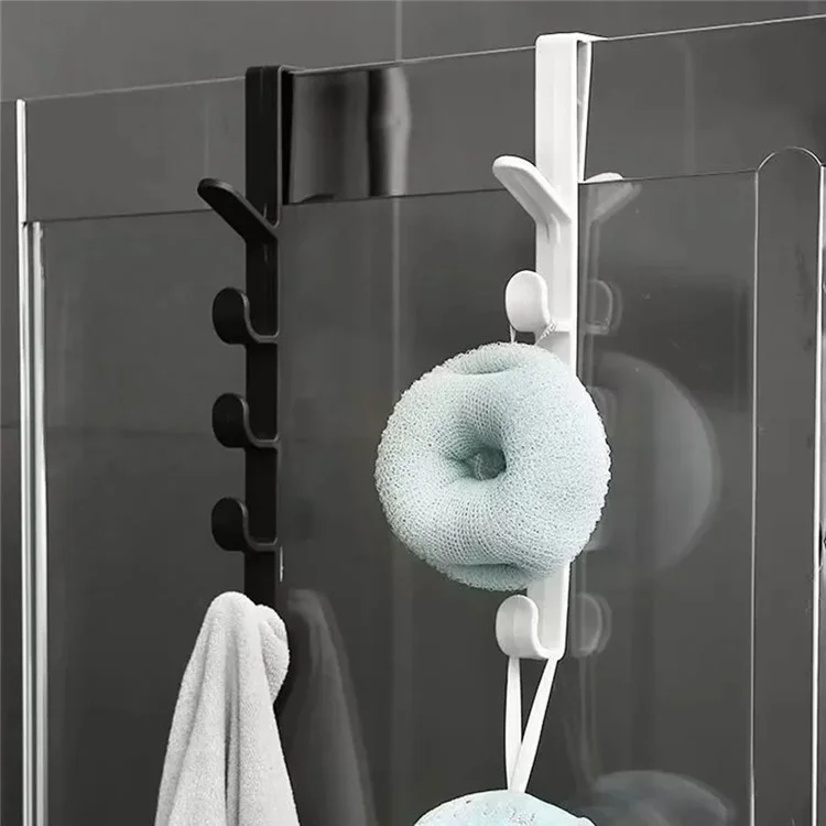 Gancio da 5 ganci per appendere sopra la porta, per armadio, cucina, bagno, portasciugamani in ABS - Nero