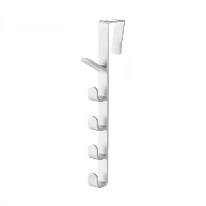 5 Hook Design Door Top Hanger Closet Kitchen Bathroom Door Towel Rack ABS Hanging Hook - White