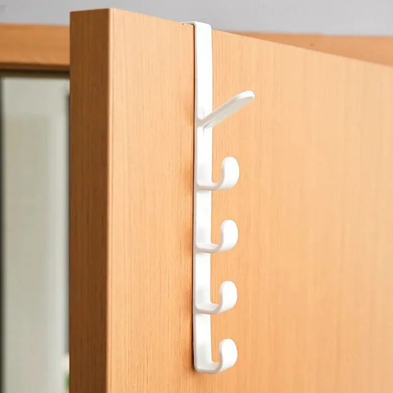 5 Hook Design Door Top Hanger Closet Kitchen Bathroom Door Towel Rack ABS Hanging Hook - White