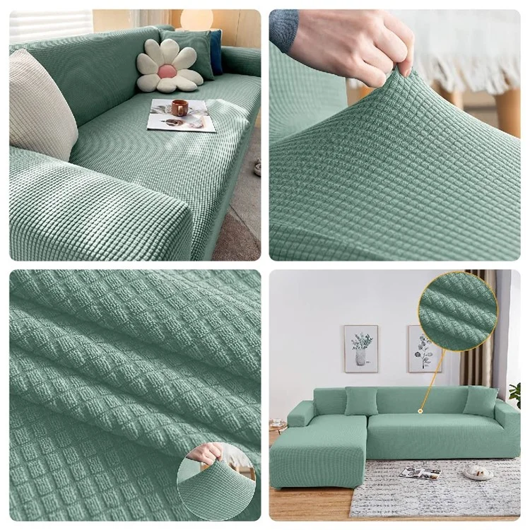 Elastischer Sofabezug, vollständige Abdeckung, einfarbiger Überwurf, Schutzhülle, Größe M (für 145 - 185 cm) - Raumgrau