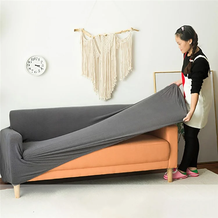 Elastischer Sofabezug, vollständige Abdeckung, einfarbiger Schutzbezug, Größe L (für 190 - 230 cm) - Raumgrau