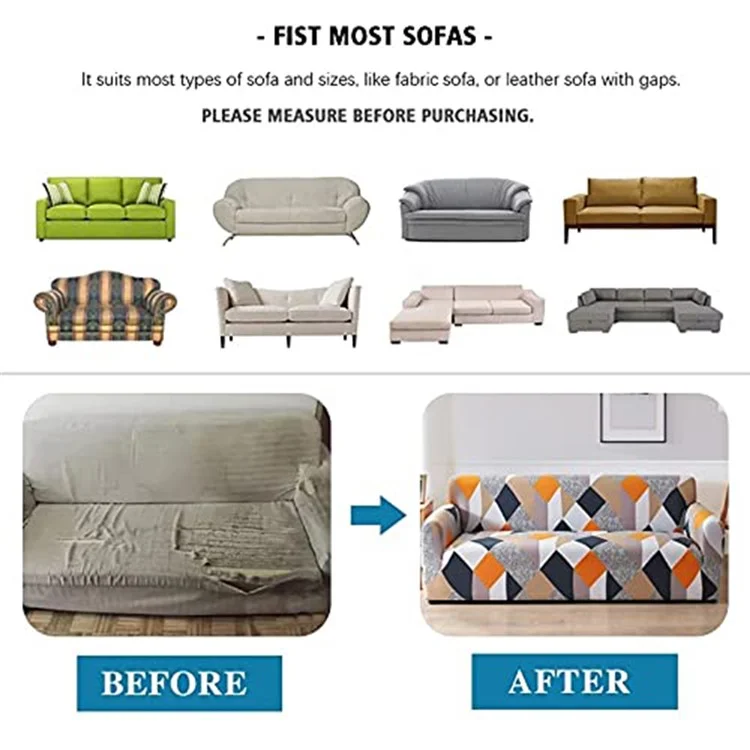 Elastic Sofa Cover Full Coverage Solid Color Slipcover Protector Sleeve Size XL ( for 235 - 300cm ) - Beige