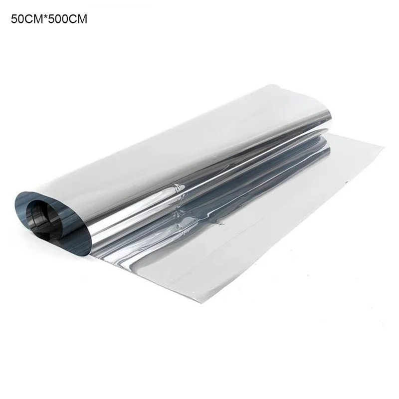 50 x 500cm Window Privacy Film Office Home Balcony One Way UV Blocking Static Cling Glass Film - Silver