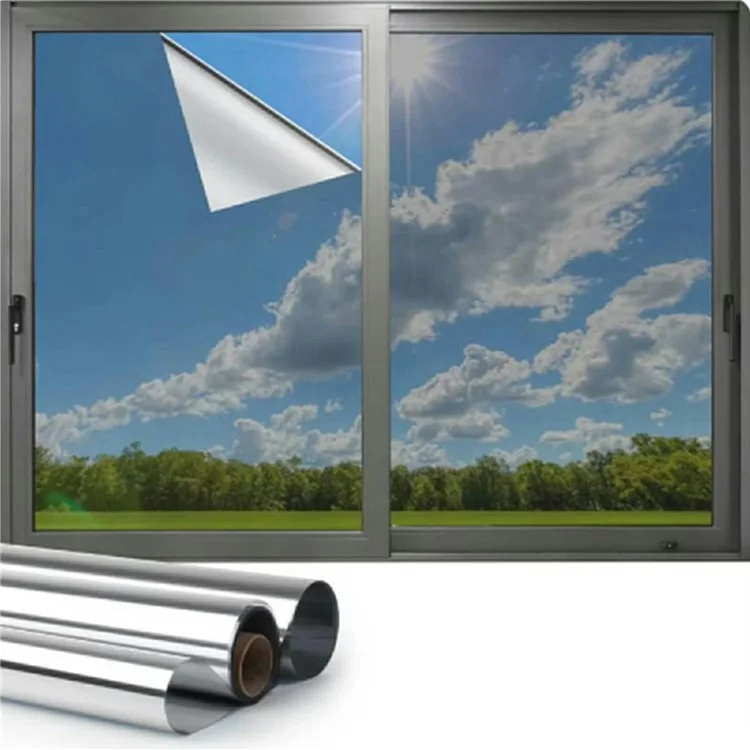 Filme de privacidade para janela de 60 x 200 cm, para escritório, casa e sacada, com bloqueio UV e adesão estática - Prata