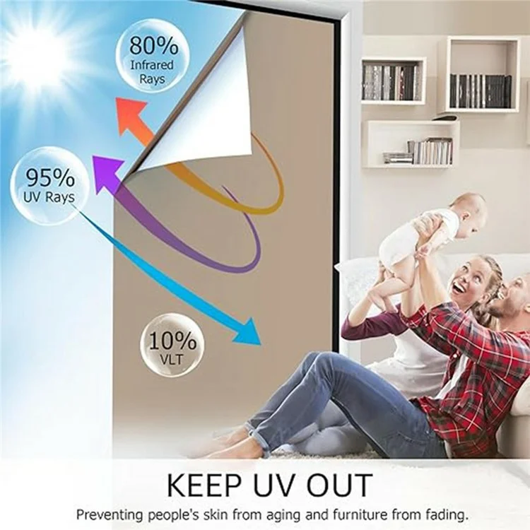 Filme de privacidade para janela de 60 x 200 cm, para escritório, casa e sacada, com bloqueio UV e adesão estática - Prata