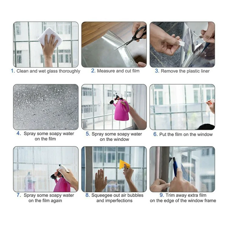 Filme de privacidade para janela de 60 x 200 cm, para escritório, casa e sacada, com bloqueio UV e adesão estática - Prata