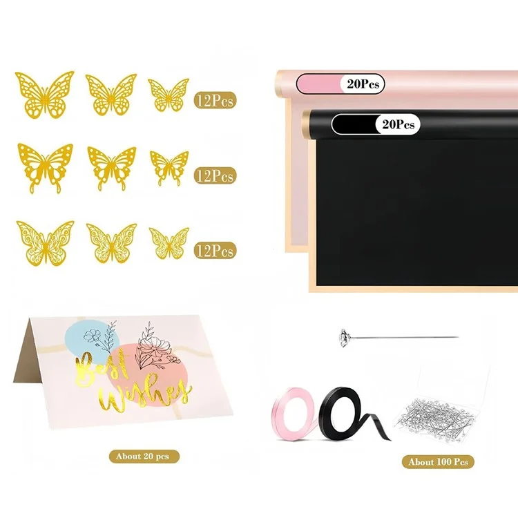 198Pcs DIY Flower Wrapping Paper Set with Golden Butterfly Decor Ribbon Pins Greeting Card

Conjunto de papel de envolver flores DIY de 198 piezas con decoración de mariposa dorada, cinta, alfileres y tarjeta de felicitación