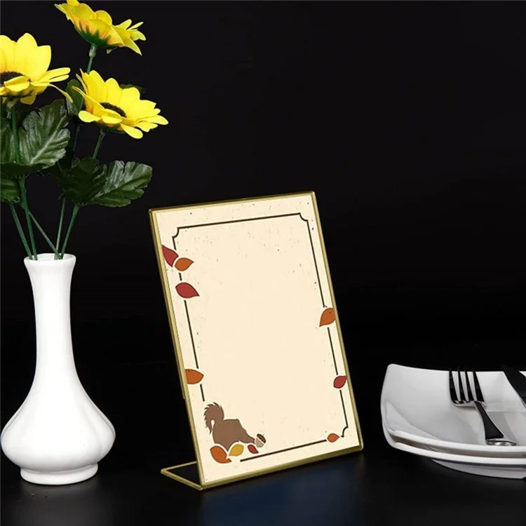 6 pezzi di supporto per menu in plexiglas a forma di L da 5,9 x 8,3 pollici per ufficio e ristorante