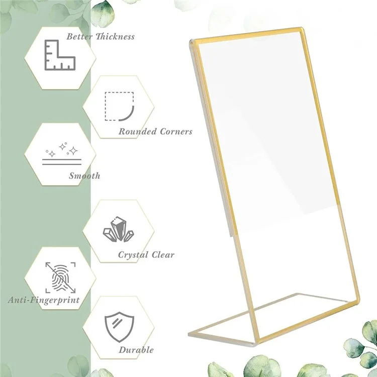 6 pezzi di supporto per menu in plexiglas a forma di L da 5,9 x 8,3 pollici per ufficio e ristorante