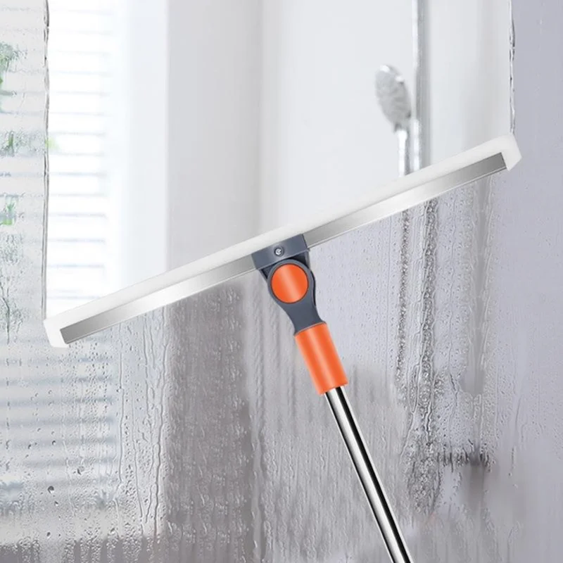 Escoba de mango largo de EVA para la limpieza de pisos, cabezal giratorio de 180 grados, escurridor de baño