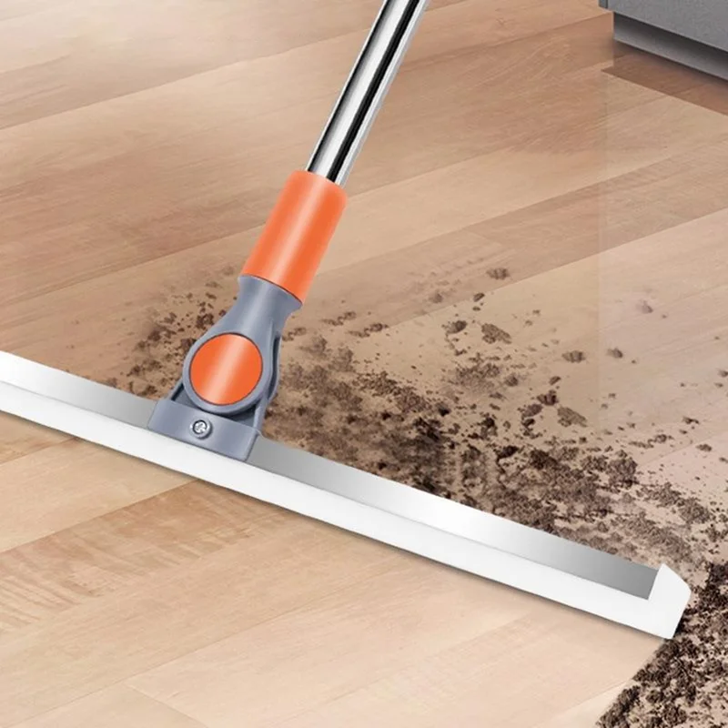 Escoba de mango largo de EVA para la limpieza de pisos, cabezal giratorio de 180 grados, escurridor de baño