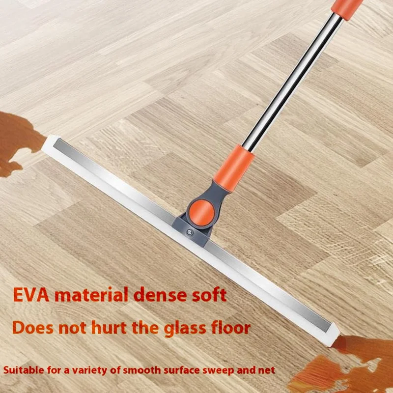 Escoba de mango largo de EVA para la limpieza de pisos, cabezal giratorio de 180 grados, escurridor de baño