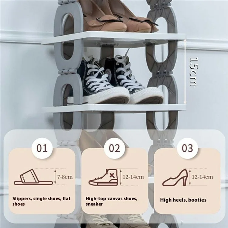Scaffale portascarpe pieghevole a 6 ripiani, organizzatore per ingresso, bagno, camera da letto - Grigio