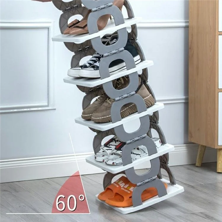 Scaffale portascarpe pieghevole a 6 ripiani, organizzatore per ingresso, bagno, camera da letto - Grigio