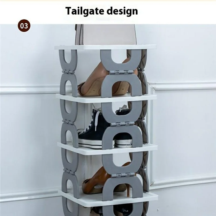 Scaffale portascarpe pieghevole a 6 ripiani, organizzatore per ingresso, bagno, camera da letto - Grigio