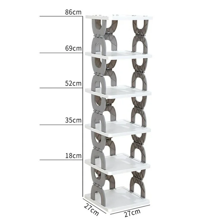 Scaffale portascarpe pieghevole a 6 ripiani, organizzatore per ingresso, bagno, camera da letto - Grigio