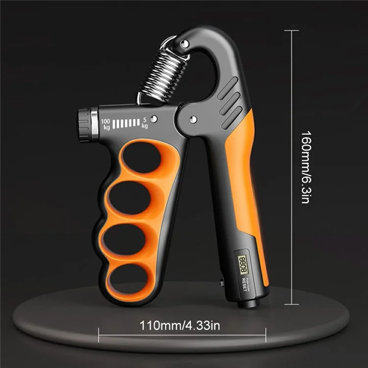 Adjustable Hand Grip Strengthener with Digital Counter Muscle Recovery Fitness Hand Force Training Tool - Orange