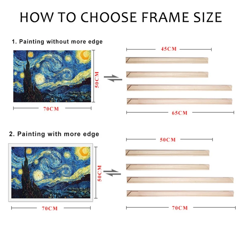 15 x 15cm Solid Pine Wood Canvas Frames for Oil Paintings Poster Prints DIY Picture Inner Frame