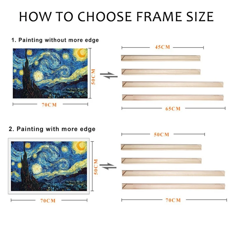 40 x 50cm Solid Pine Wood Canvas Frames for Oil Paintings Poster Prints DIY Picture Inner Frame