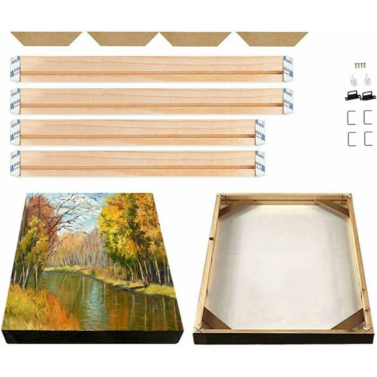 20 x 30 cm Kit de bastidores de lienzo de madera Barras de estirado DIY Juego de tiras de madera sólida para pinturas al óleo, carteles e impresiones