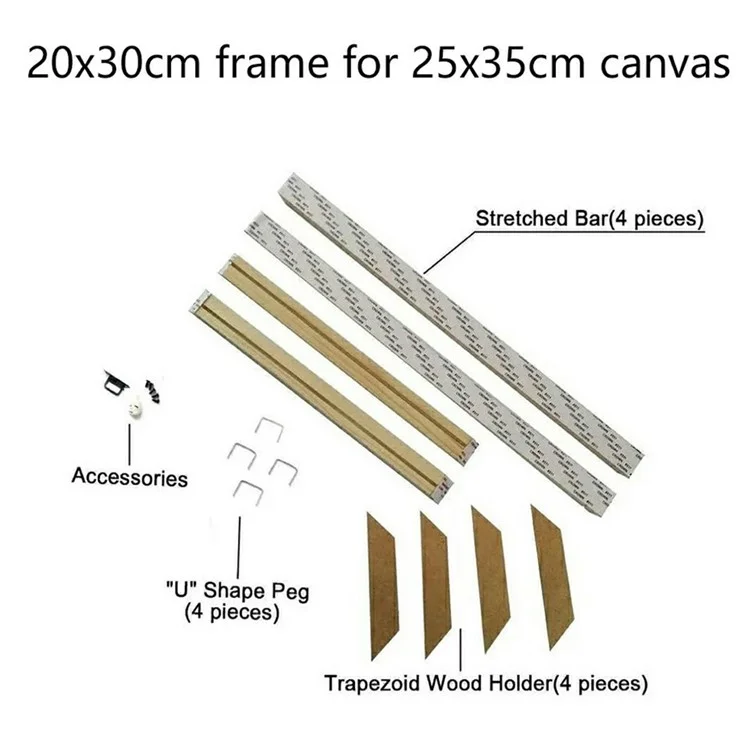 20 x 30 cm Kit de bastidores de lienzo de madera Barras de estirado DIY Juego de tiras de madera sólida para pinturas al óleo, carteles e impresiones